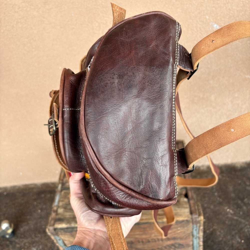 Hand Crafted Moroccan Boho Leather Backpack - image 7